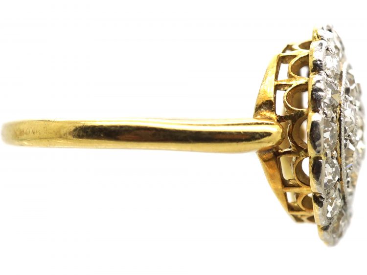 Edwardian 18ct Gold & Platinum, Diamond Cluster Target Ring