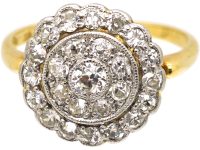 Edwardian 18ct Gold & Platinum, Diamond Cluster Target Ring