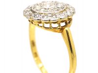 Edwardian 18ct Gold & Platinum, Diamond Cluster Target Ring