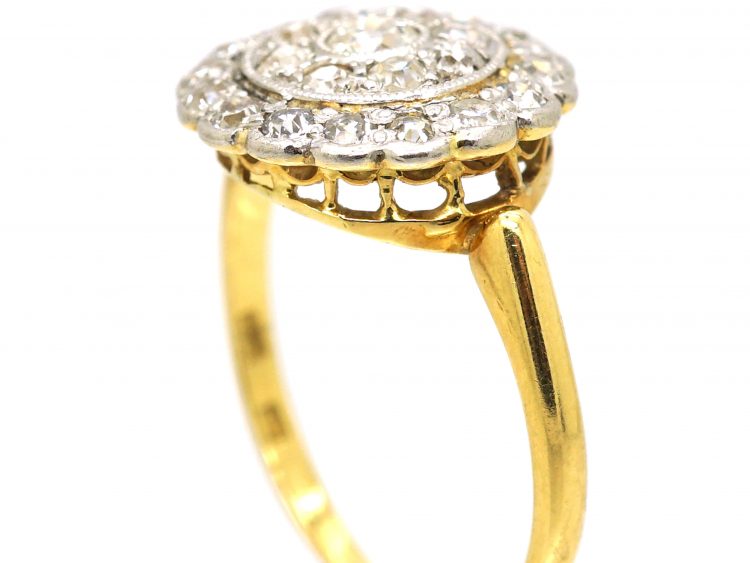 Edwardian 18ct Gold & Platinum, Diamond Cluster Target Ring