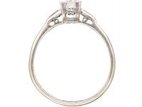 Early 20th Century Platinum, Diamond Solitaire Ring with Baguette Diamond Shoulders