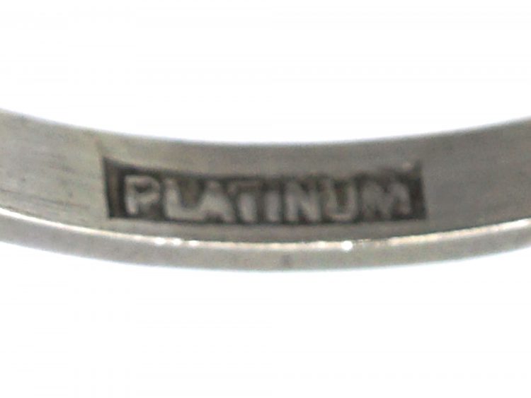 Early 20th Century Platinum, Diamond Solitaire Ring with Baguette Diamond Shoulders