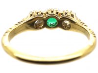 Early 20th Century 18ct Gold & Platinum, Emerald & Diamond Three Stone Ring