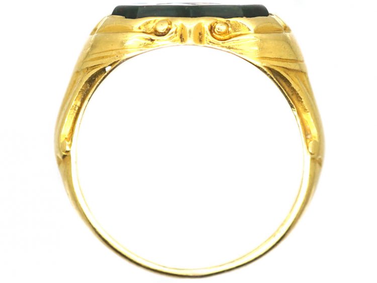 Victorian 18ct Gold Signet Ring with a Bloodstone Intaglio of a Peacock & Crown