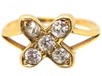 Edwardian 18ct Gold Kiss Ring set with Diamonds