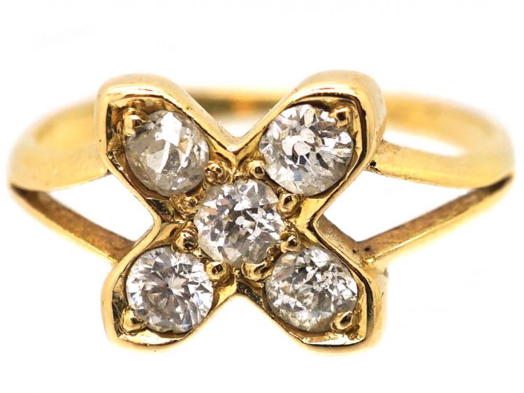 Edwardian 18ct Gold Kiss Ring set with Diamonds