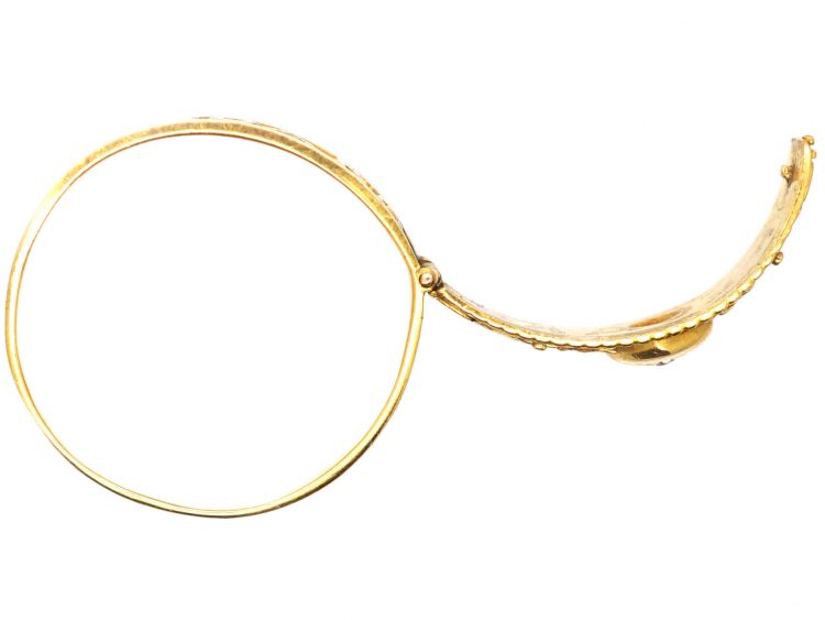 Edwardian 18ct Three Colour Gold & Diamond Heart Ring that Hinges Open & Spells Regard