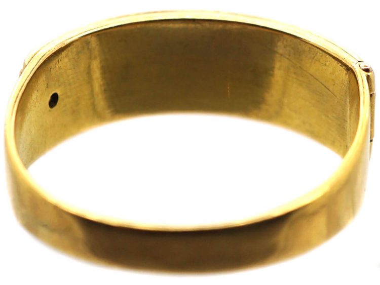 Edwardian 18ct Three Colour Gold & Diamond Heart Ring that Hinges Open & Spells Regard