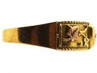 Edwardian 18ct Three Colour Gold & Diamond Heart Ring that Hinges Open & Spells Regard