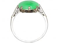 Edwardian 18ct White Gold Ring set with Jade & Diamonds