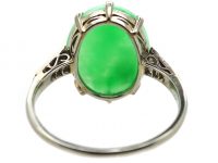 Edwardian 18ct White Gold Ring set with Jade & Diamonds