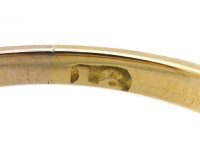 Edwardian 18ct Gold, Sapphire & Diamond Three Stone Carved Half Hoop Ring