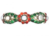 Georgian Gold & Silver Coloured Paste & Natural Split Pearl Eternity Ring