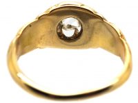 Victorian Engraved 18ct Gold Ring Claw set with a Rose Diamond