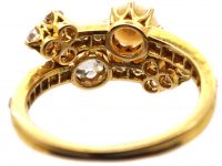 Edwardian 18ct Gold Arrows to Your Heart Ring set with Diamonds & a Natural Pearl