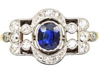 Edwardian 18ct Gold & Platinum, Sapphire & Diamond Ring