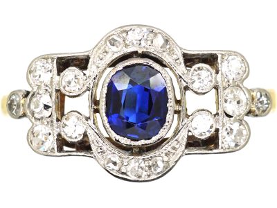 Edwardian 18ct Gold & Platinum, Sapphire & Diamond Ring