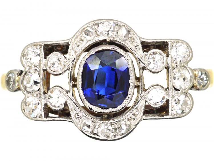 Edwardian 18ct Gold & Platinum, Sapphire & Diamond Ring