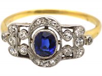 Edwardian 18ct Gold & Platinum, Sapphire & Diamond Ring