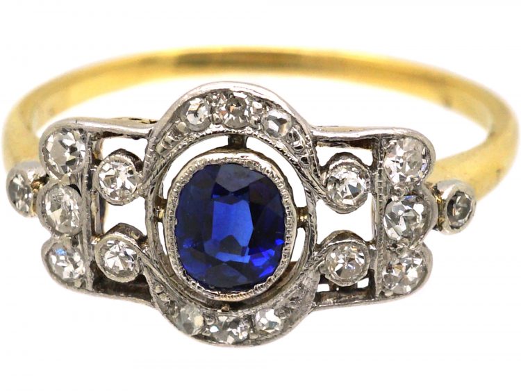 Edwardian 18ct Gold & Platinum, Sapphire & Diamond Ring