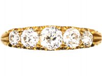 Edwardian 18ct Gold Five Stone Old Mine Cut Diamond Ring