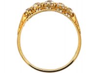 Edwardian 18ct Gold Five Stone Old Mine Cut Diamond Ring