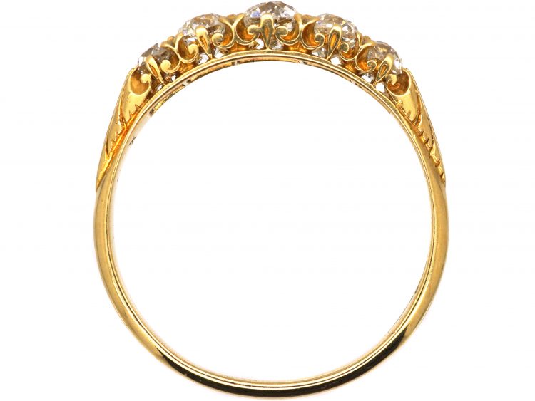 Edwardian 18ct Gold Five Stone Old Mine Cut Diamond Ring