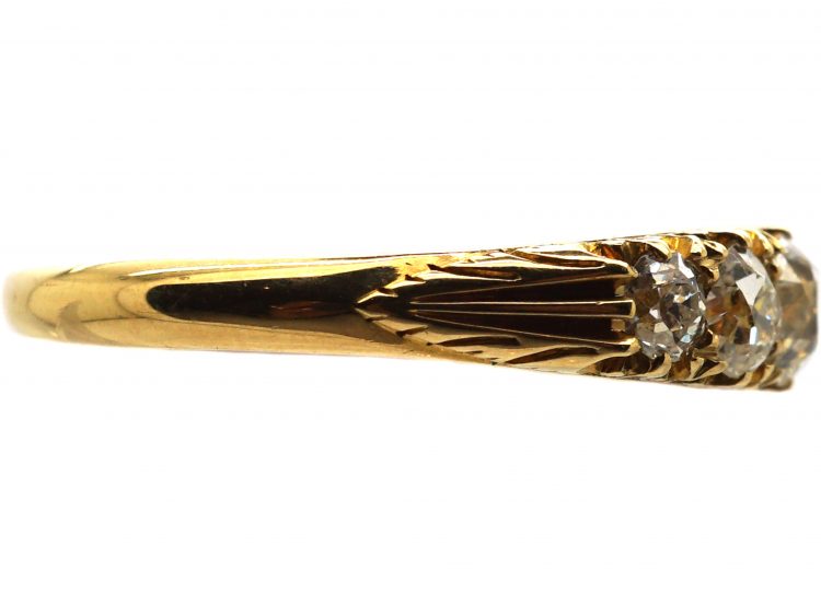 Edwardian 18ct Gold Five Stone Old Mine Cut Diamond Ring