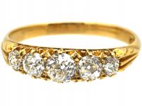 Edwardian 18ct Gold Five Stone Old Mine Cut Diamond Ring