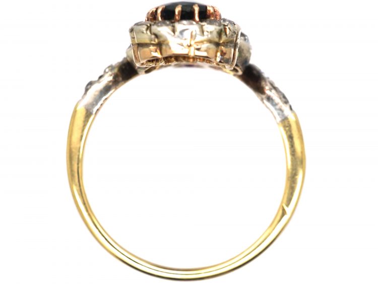 Early 20th Century 18ct Gold Tiara Ring set with a Sapphire, Ruby & Diamonds