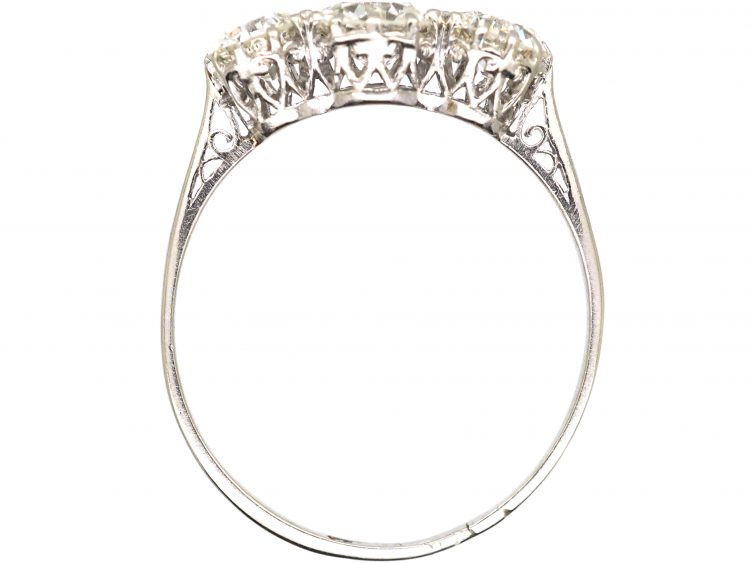 Early 20th Century Platinum, Three Stone Diamond Ring