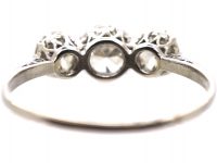 Early 20th Century Platinum, Three Stone Diamond Ring