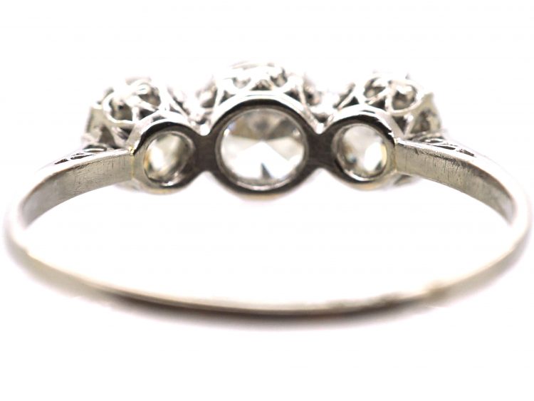Early 20th Century Platinum, Three Stone Diamond Ring