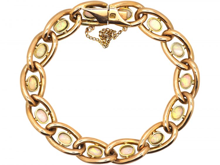 Edwardian 15ct Gold Bracelet set with Opals