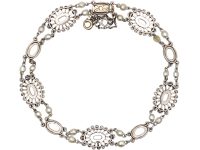 Early 20th Century French Import Platinum, Natural Pearl & Diamond Bracelet
