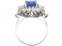 Mid 20th Century 18ct White Gold Ballerina Ring set with a Sapphire & Diamonds