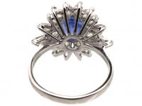 Mid 20th Century 18ct White Gold Ballerina Ring set with a Sapphire & Diamonds