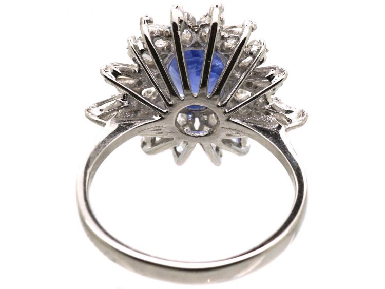 Mid 20th Century 18ct White Gold Ballerina Ring set with a Sapphire & Diamonds
