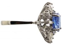 Mid 20th Century 18ct White Gold Ballerina Ring set with a Sapphire & Diamonds