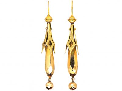 Victorian 15ct Gold Long Drop Earrings