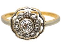 Edwardian 18ct Gold & Platinum, Diamond Cluster Ring