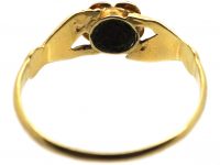 Regency 15ct Gold Fede Ring with Turquoise & Rose Diamond Set Forget Me Not Flower