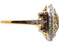 Early 20th Century 18ct Gold & Platinum Ring set with a Fancy Coloured Diamond with Small Diamonds Around It