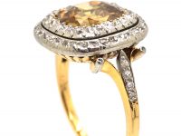 Early 20th Century 18ct Gold & Platinum Ring set with a Fancy Coloured Diamond with Small Diamonds Around It
