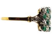 Edwardian 18ct Gold & Platinum, Chequerboard Ring set with Emeralds & Diamonds