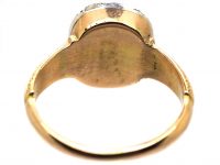 Early 20th Century 18ct Gold & Platinum, Sapphire & Diamond Cluster Ring with Ornate Shoulders