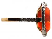 Early 20th Century 18ct Gold & Platinum, French Import Large Fire Opal & Diamond Cluster Ring