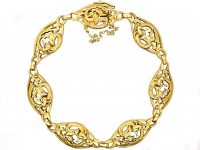 French Art Nouveau 18ct Gold Bracelet with Dragon Motifs