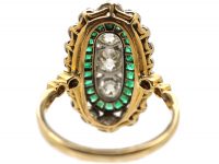 Early 20th Century 18ct Gold & Platinum, Emerald & Diamond Oval Ring
