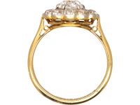 Edwardian 18ct Gold & Platinum, Old Mine Cut Diamond Daisy Cluster Ring by Mappin & Webb